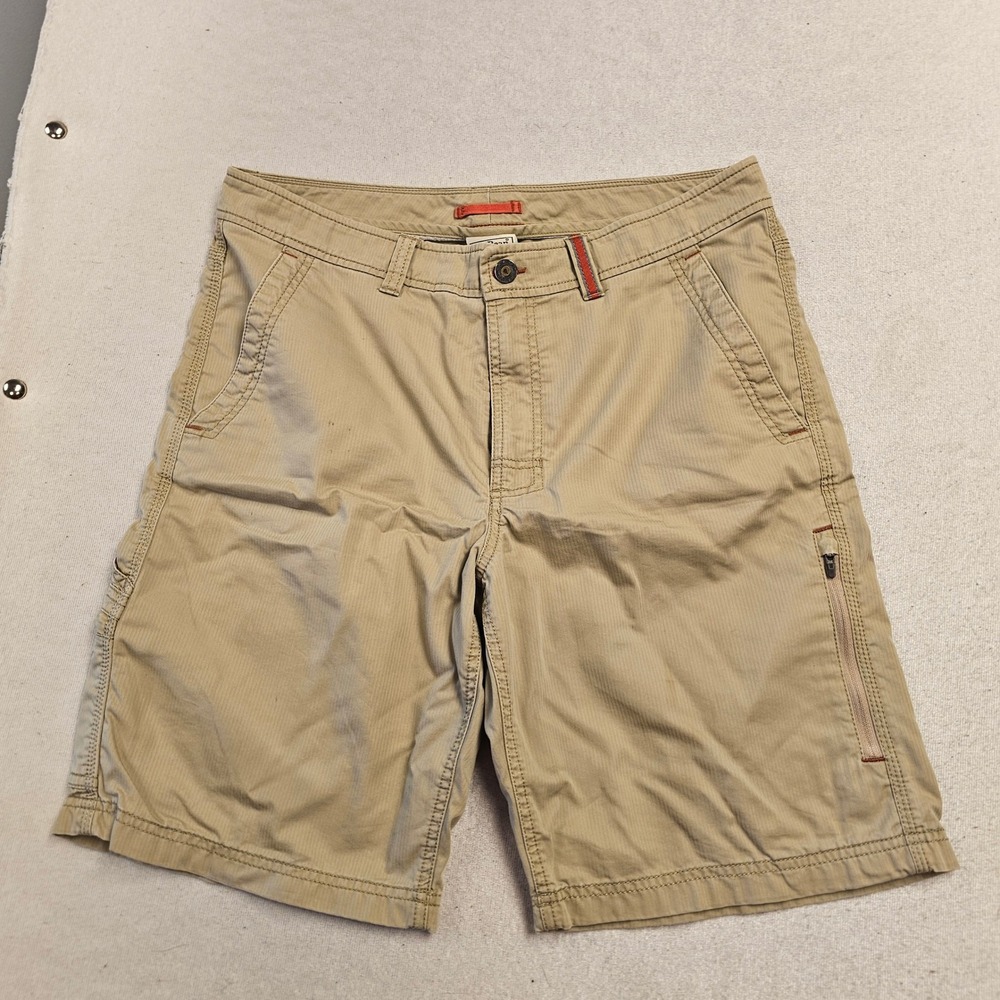 LL Bean Mens Khaki Cargo Shorts 33 Tan Herringbone Hiking Utility Item 295061